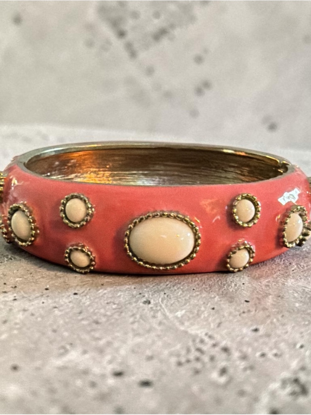 Banana Republic Coral Enamel Bracelet with Ivory Stone Accents